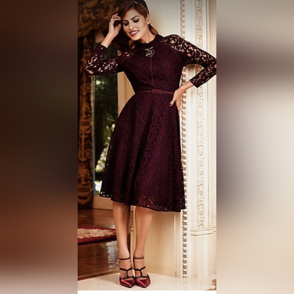 New York & Company Eva Mendes Pink Lace Dress size 14 NWT